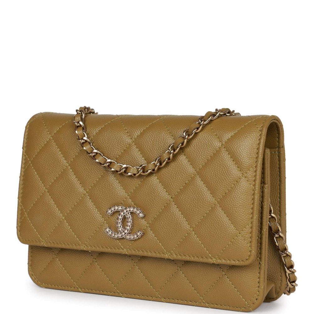 Chanel Wallet on Chain WOC Olive Green Caviar Light Gold Hardware - Image 5