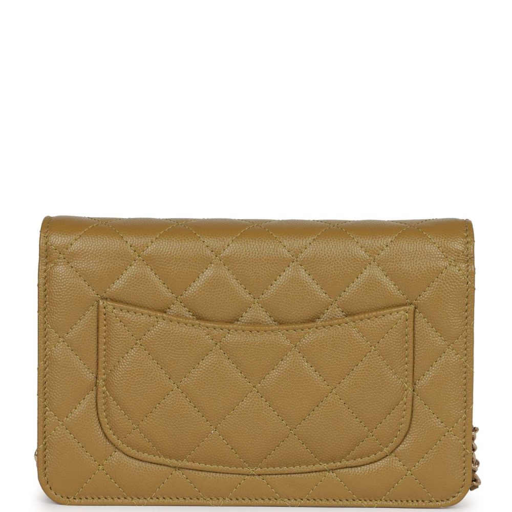 Chanel Wallet on Chain WOC Olive Green Caviar Light Gold Hardware - Image 4