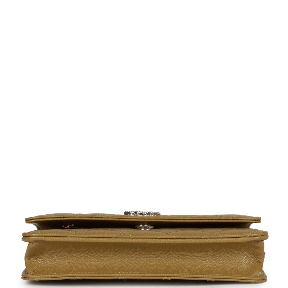 Chanel Wallet on Chain WOC Olive Green Caviar Light Gold Hardware - Image 6