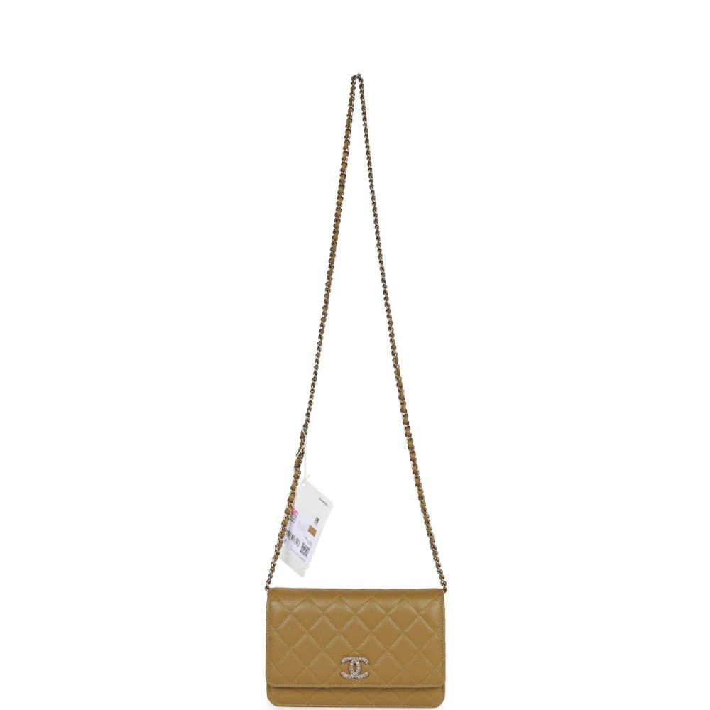 Chanel Wallet on Chain WOC Olive Green Caviar Light Gold Hardware - Image 7