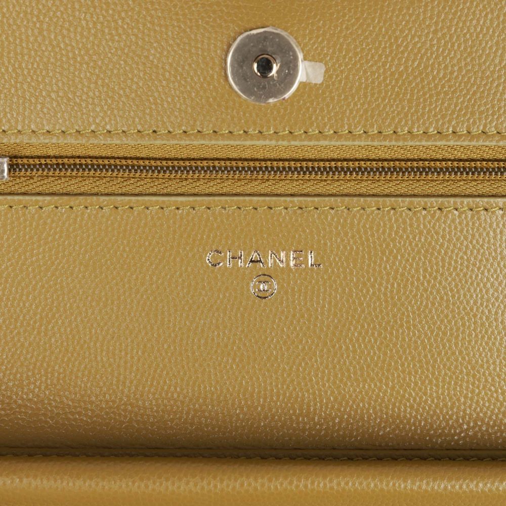 Chanel Wallet on Chain WOC Olive Green Caviar Light Gold Hardware - Image 8
