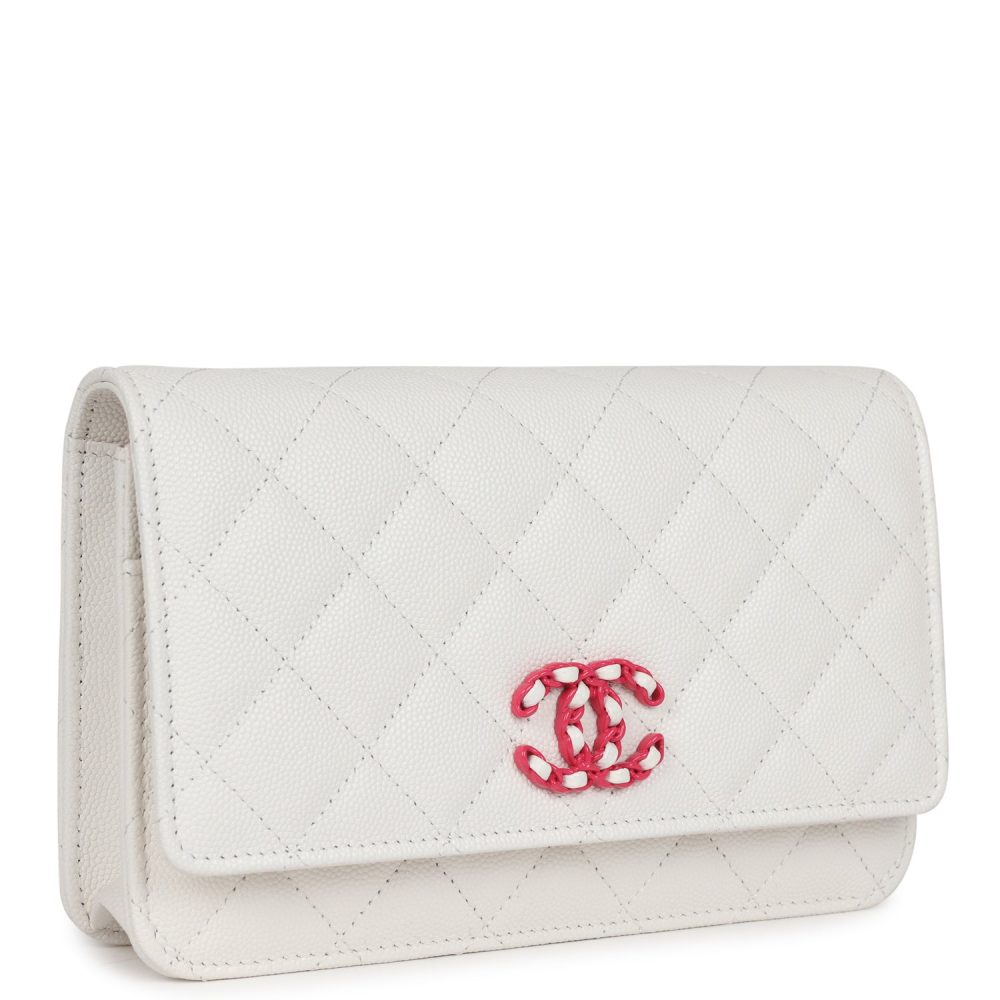 Chanel Wallet On Chain WOC White Caviar Pink and Silver Hardware - Image 2