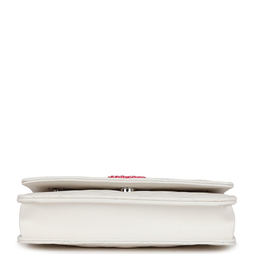 Chanel Wallet On Chain WOC White Caviar Pink and Silver Hardware - Image 6