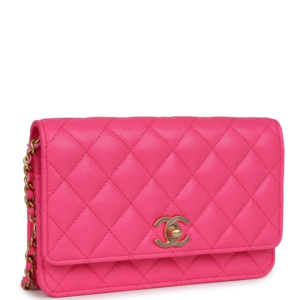 Chanel Wallet on Chain WOC Fuchsia Caviar Antique Gold Hardware - Image 2
