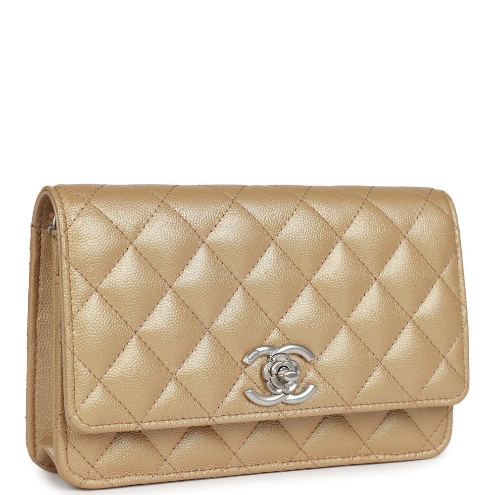 Chanel Wallet On Chain WOC Beige Iridescent Caviar Silver Hardware - Image 2