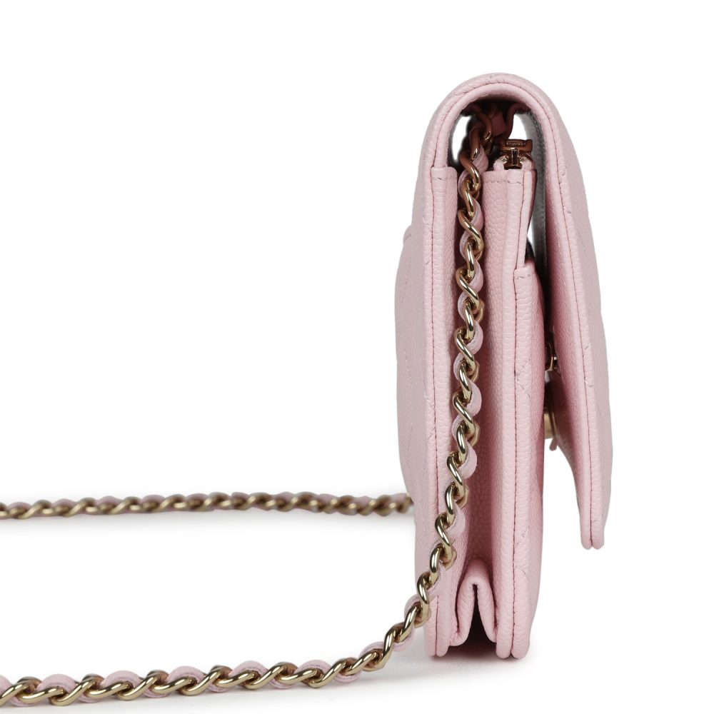 Chanel Classic Wallet on Chain WOC Light Pink Caviar Gold Hardware - Image 3