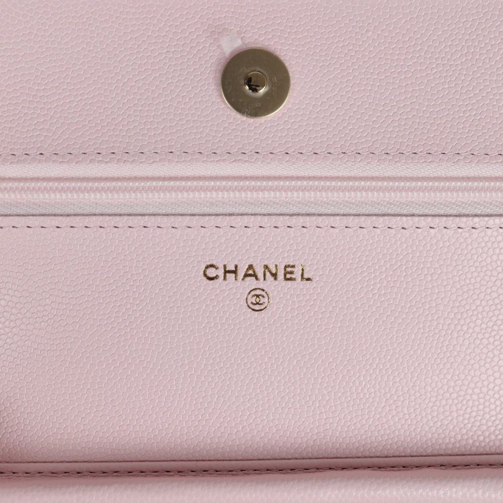Chanel Classic Wallet on Chain WOC Light Pink Caviar Gold Hardware - Image 8