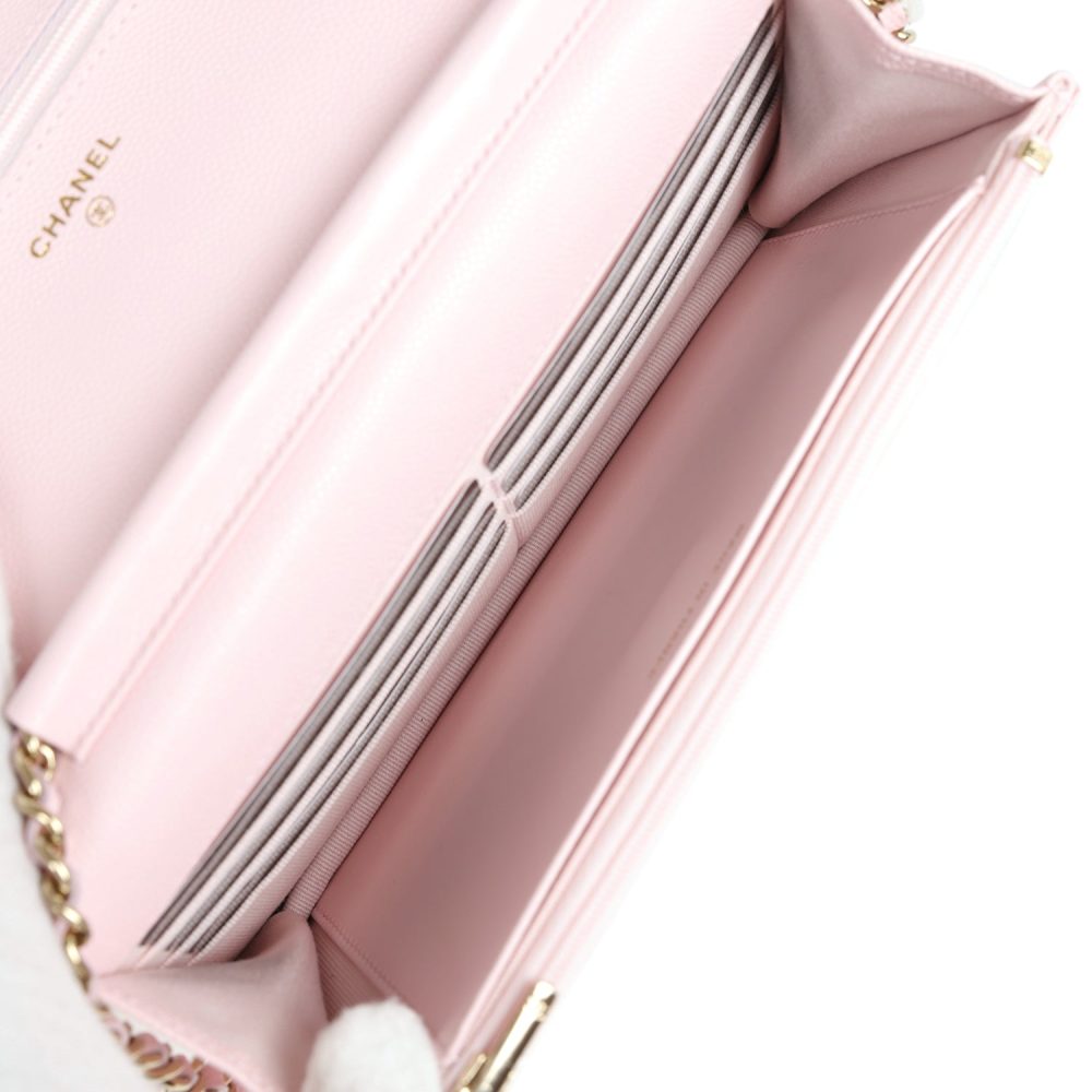 Chanel Classic Wallet on Chain WOC Light Pink Caviar Gold Hardware - Image 9