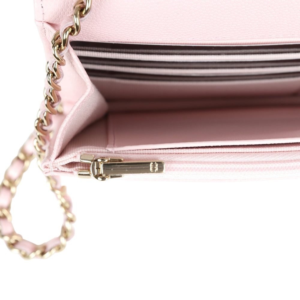 Chanel Classic Wallet on Chain WOC Light Pink Caviar Gold Hardware - Image 10