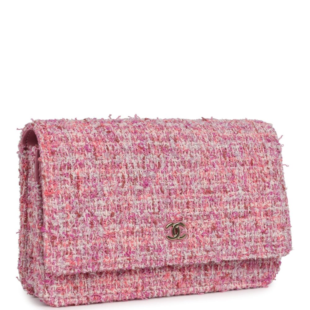 Chanel Wallet On Chain WOC Pink Multicolored Tweed Gold Hardware - Image 2