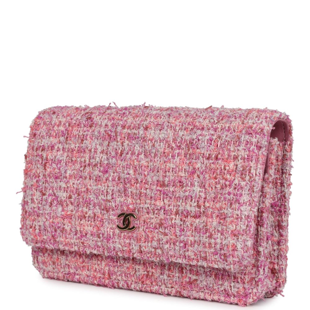 Chanel Wallet On Chain WOC Pink Multicolored Tweed Gold Hardware - Image 5