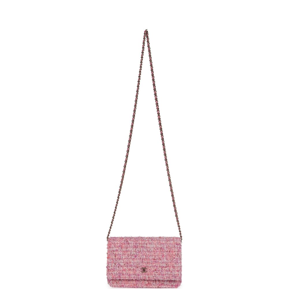 Chanel Wallet On Chain WOC Pink Multicolored Tweed Gold Hardware - Image 7