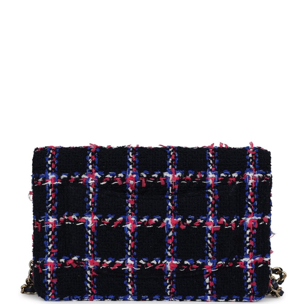 Chanel Wallet On Chain WOC Navy Multicolored Tweed Gold Hardware - Image 4