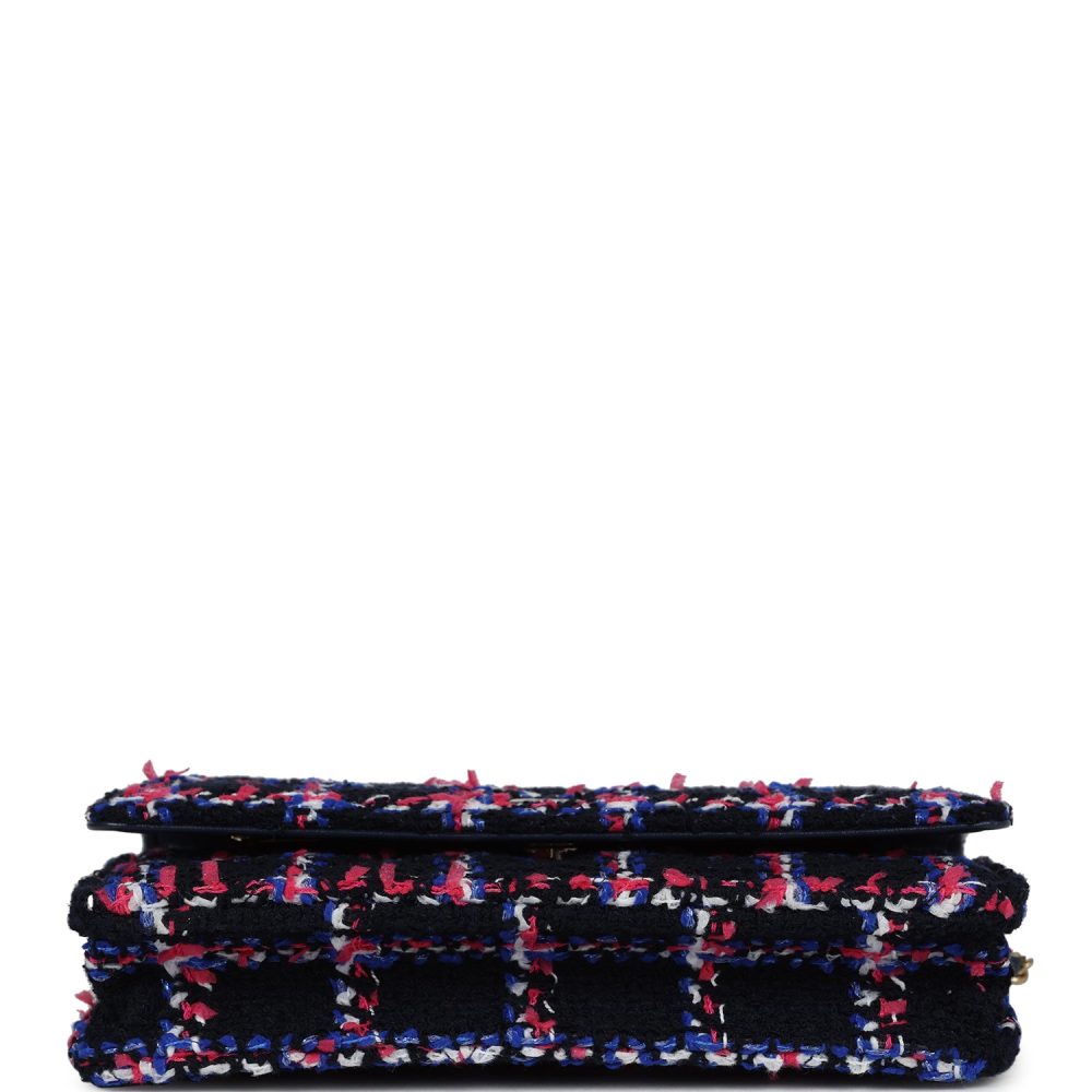 Chanel Wallet On Chain WOC Navy Multicolored Tweed Gold Hardware - Image 6