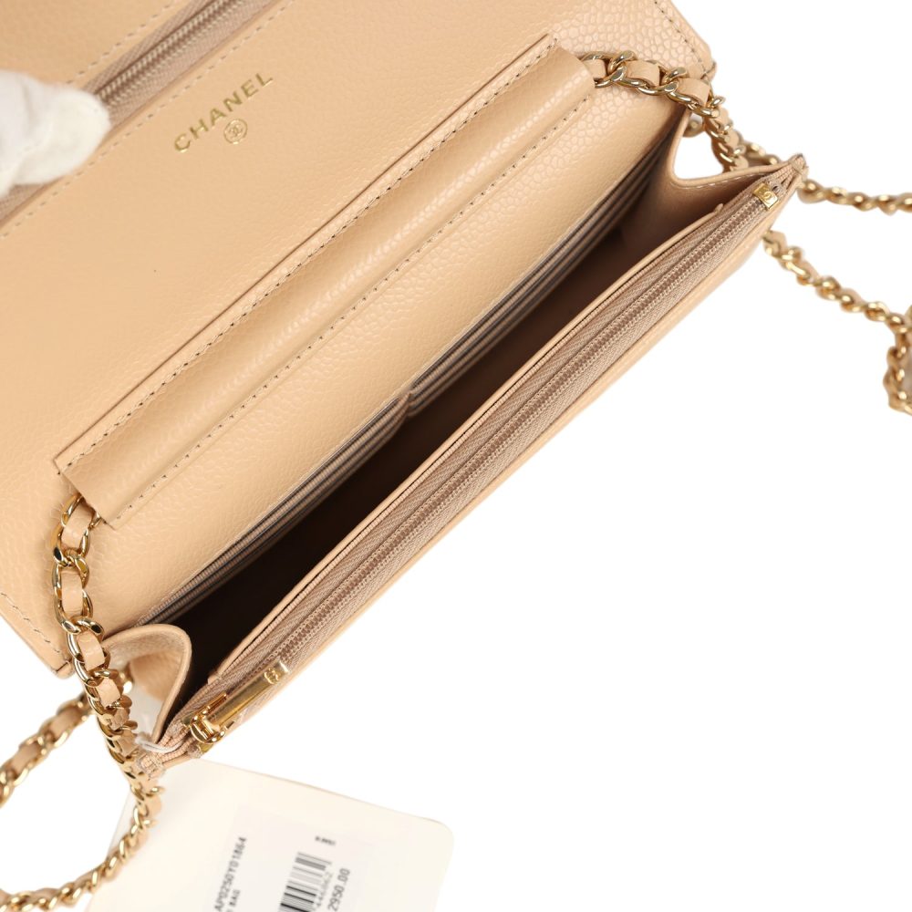Chanel Wallet On Chain WOC Light Beige Caviar Gold Hardware - Image 10