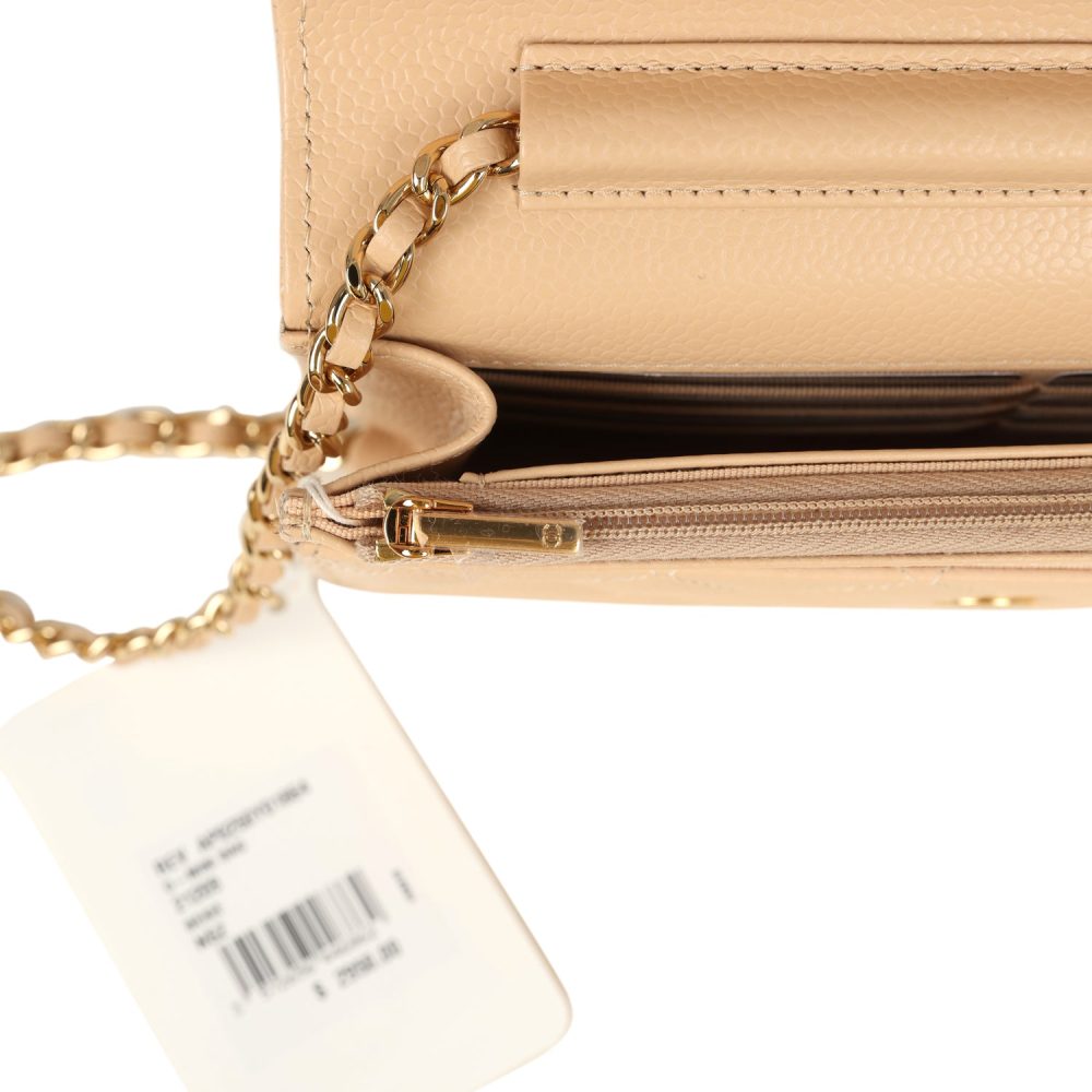 Chanel Wallet On Chain WOC Light Beige Caviar Gold Hardware - Image 11
