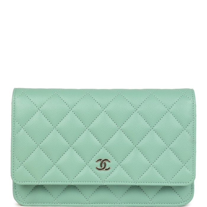 Chanel Wallet On Chain WOC Light Green Caviar Light Gold Hardware
