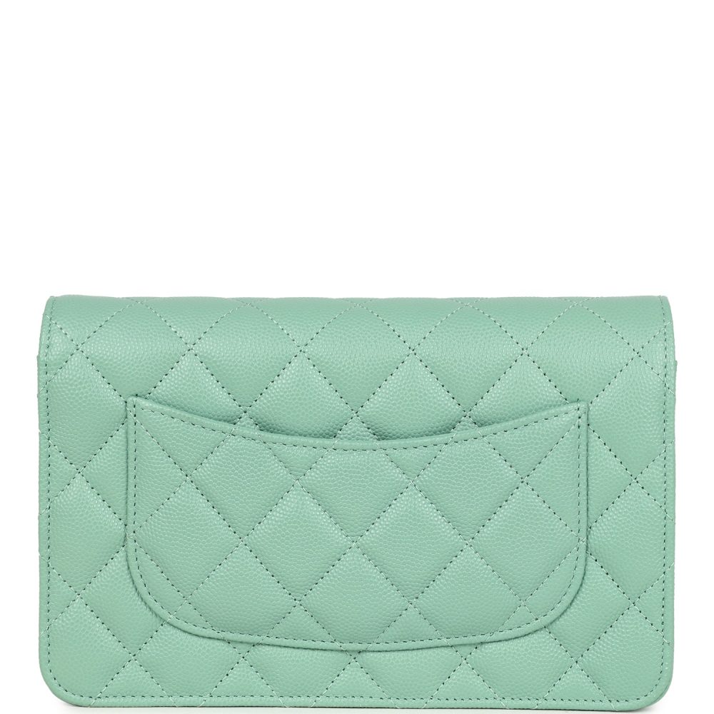 Chanel Wallet On Chain WOC Light Green Caviar Light Gold Hardware - Image 4