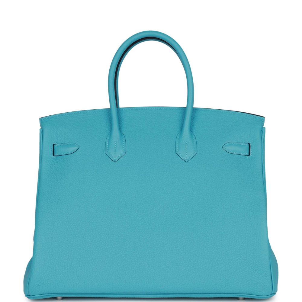 Hermes Special Order (HSS) Birkin 35 Bleu du Nord Verso Togo Brushed Palladium Hardware - Image 4