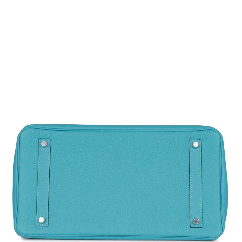 Hermes Special Order (HSS) Birkin 35 Bleu du Nord Verso Togo Brushed Palladium Hardware - Image 6