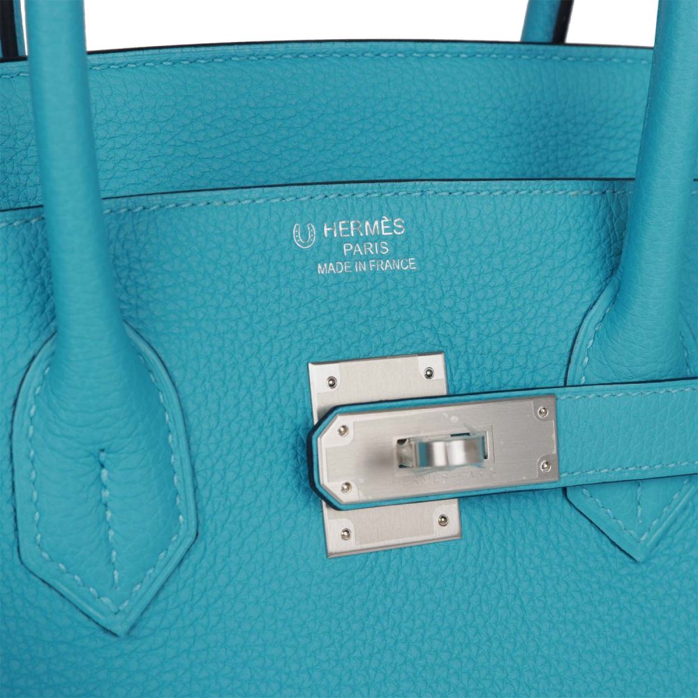 Hermes Special Order (HSS) Birkin 35 Bleu du Nord Verso Togo Brushed Palladium Hardware - Image 7