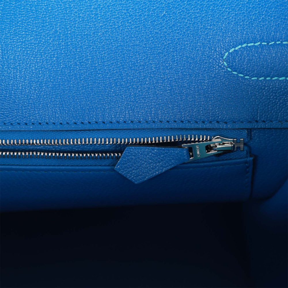 Hermes Special Order (HSS) Birkin 35 Bleu du Nord Verso Togo Brushed Palladium Hardware - Image 9