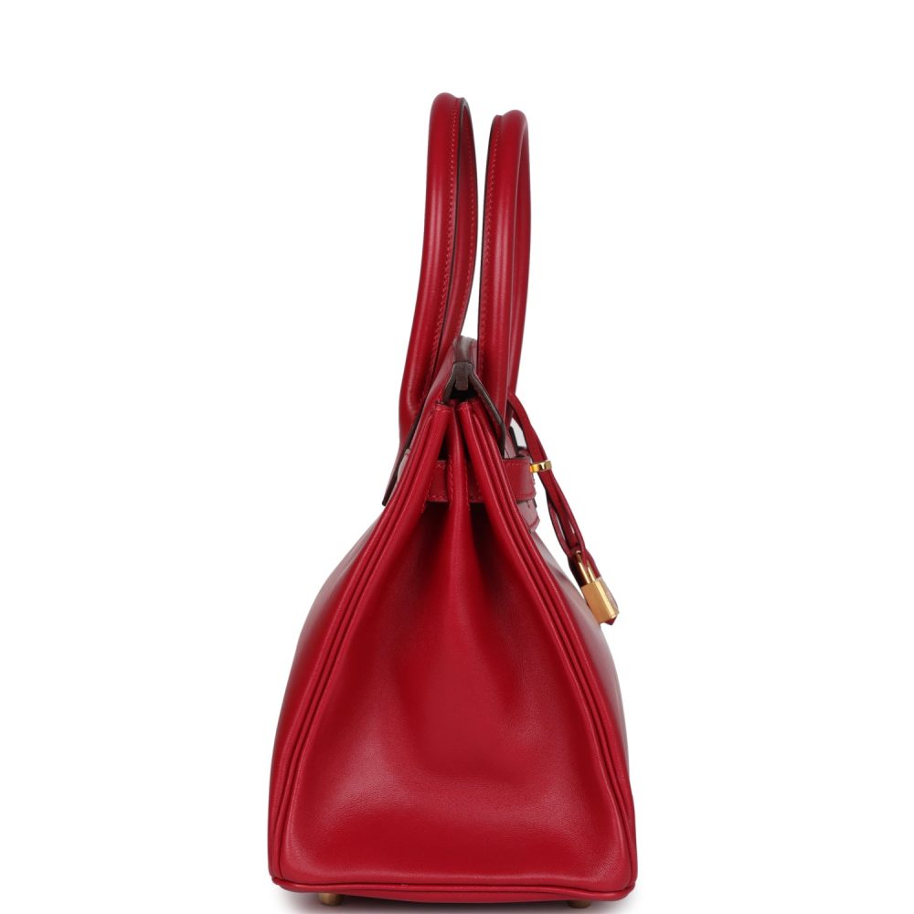 Hermes Birkin 30 Rouge Vif Tadelakt Gold Hardware - Image 3