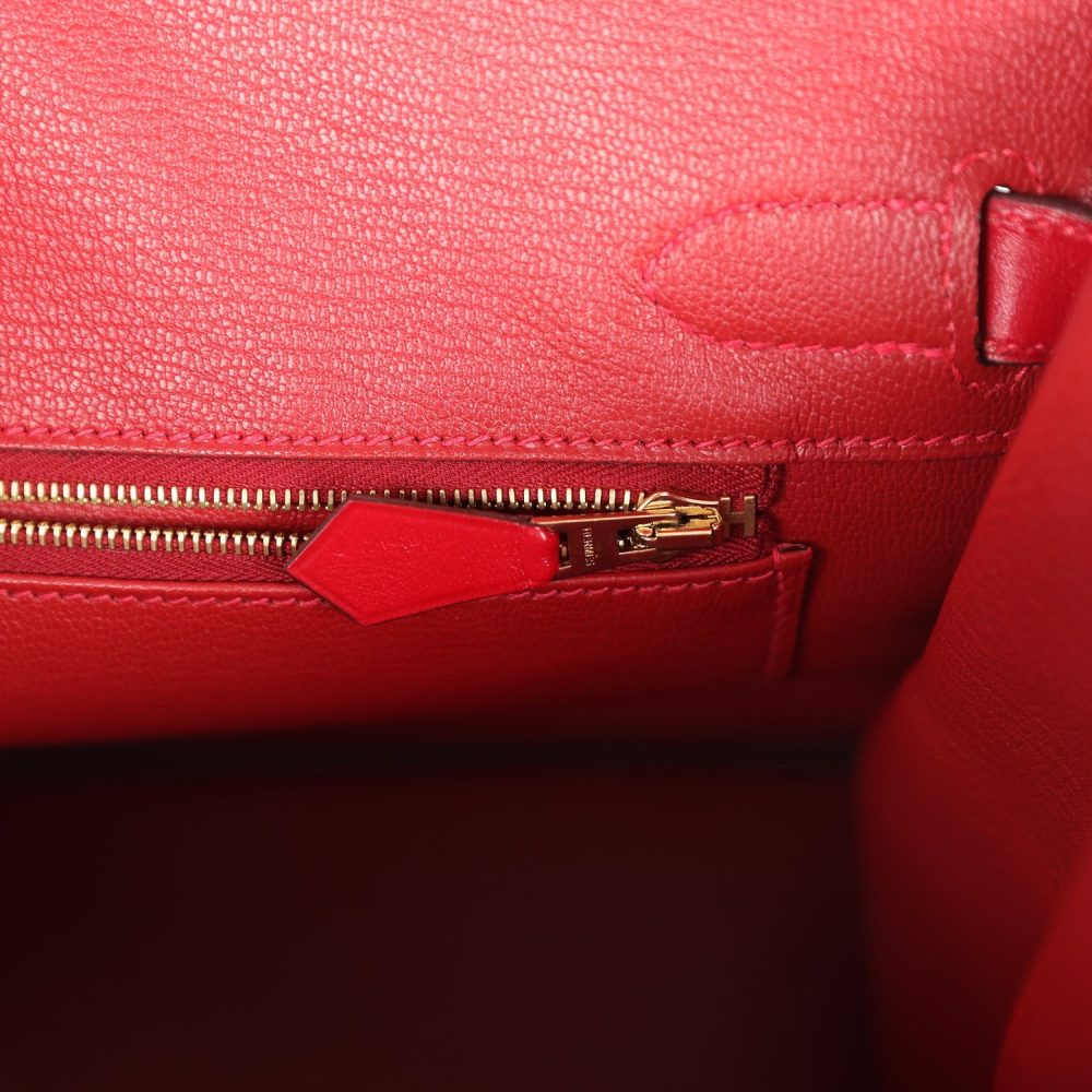 Hermes Birkin 30 Rouge Vif Tadelakt Gold Hardware - Image 9