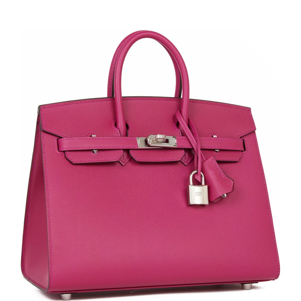 Hermes Birkin Sellier 25 Rose Pourpre Veau Madame Palladium Hardware - Image 2