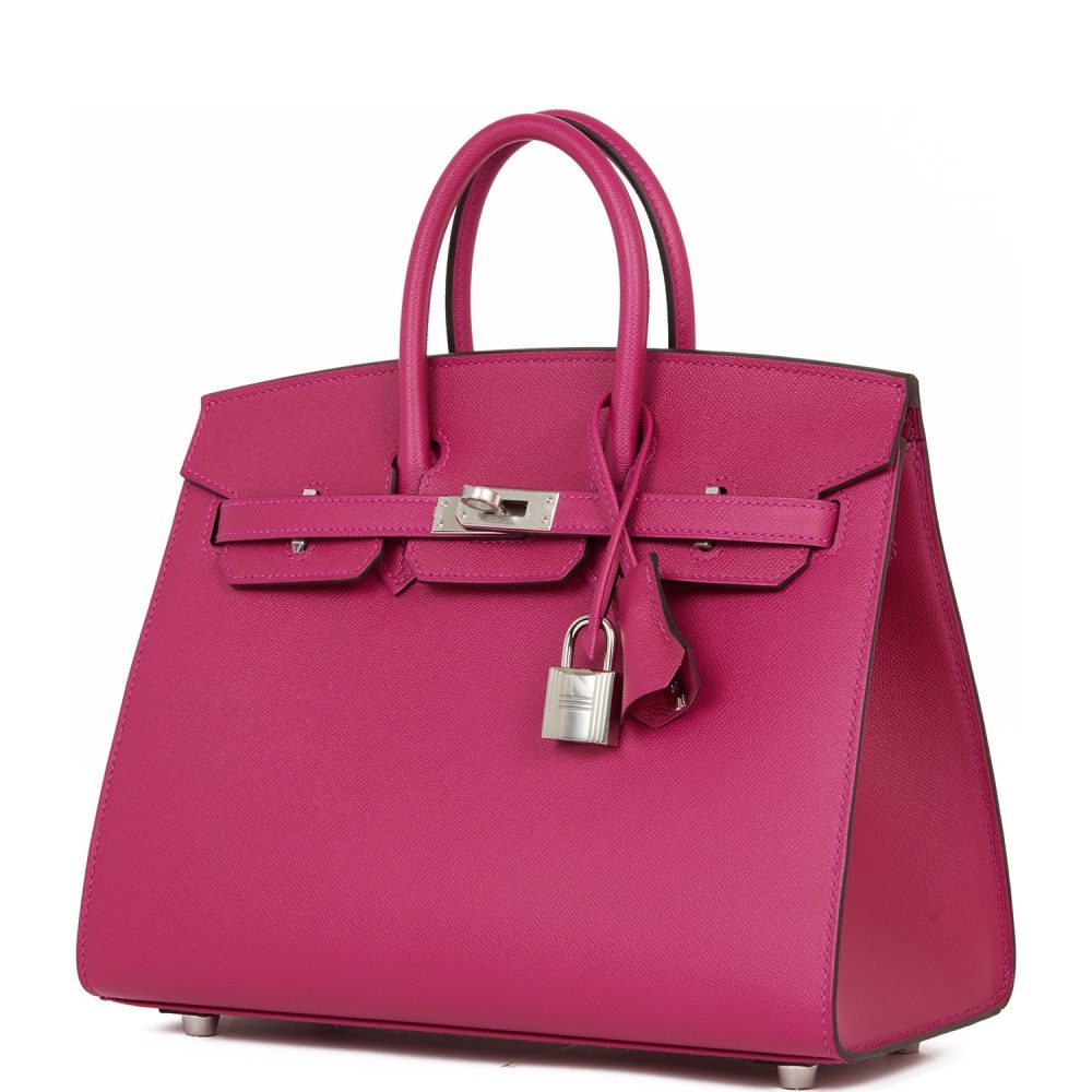 Hermes Birkin Sellier 25 Rose Pourpre Veau Madame Palladium Hardware - Image 5