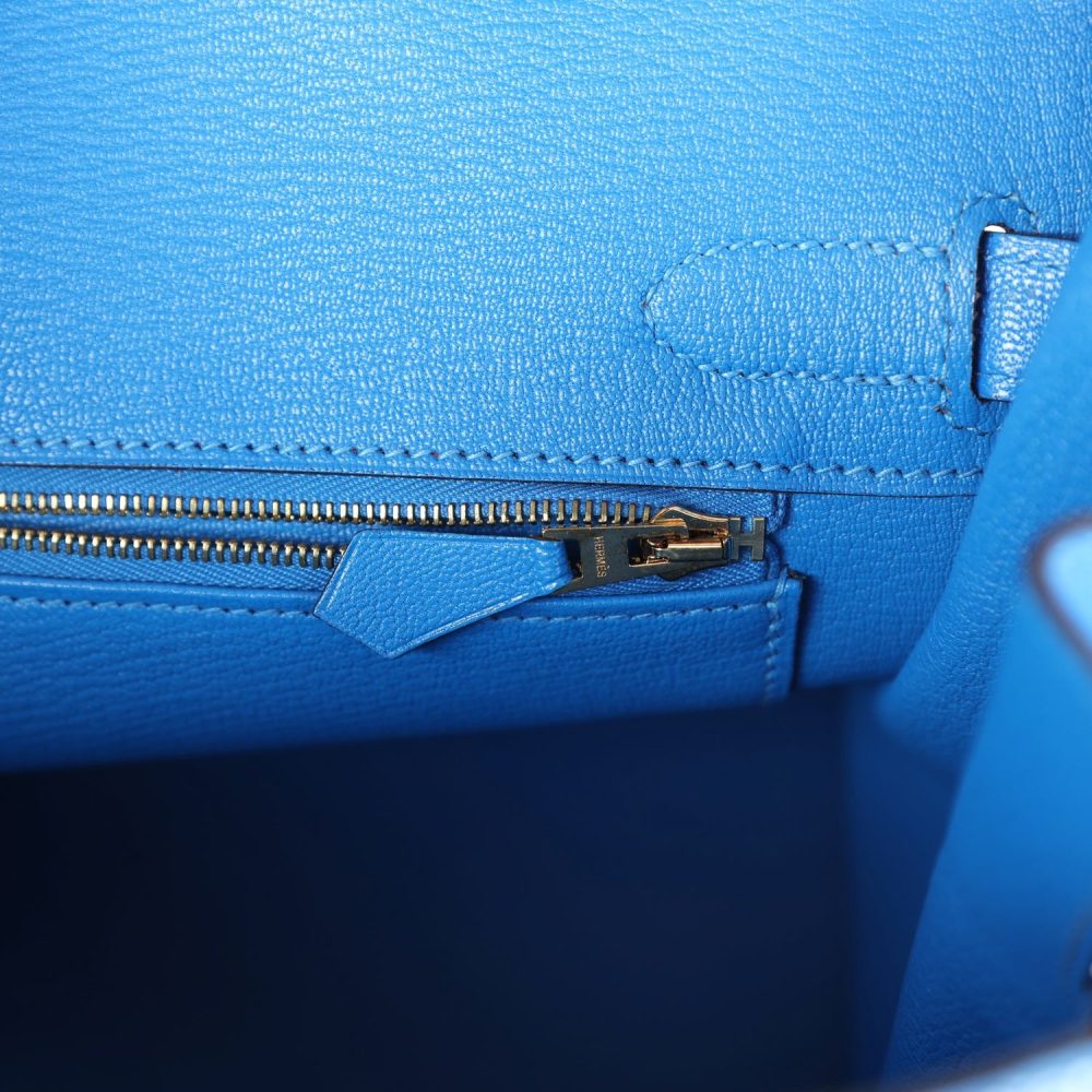 Custom Camouflage Swarovski Crystal Hermes Birkin 30 Bleu Hydra Chevre Gold Hardware - Image 9