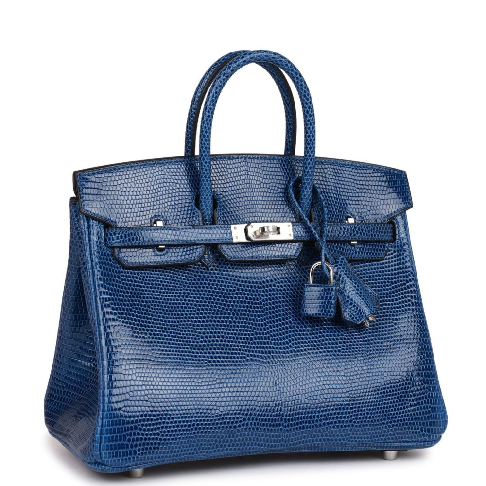 Hermes Birkin 25 Bleu Saphir Lizard Palladium Hardware - Image 2