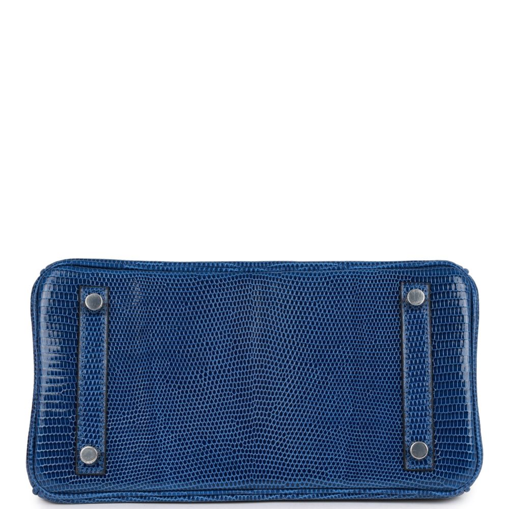 Hermes Birkin 25 Bleu Saphir Lizard Palladium Hardware - Image 6
