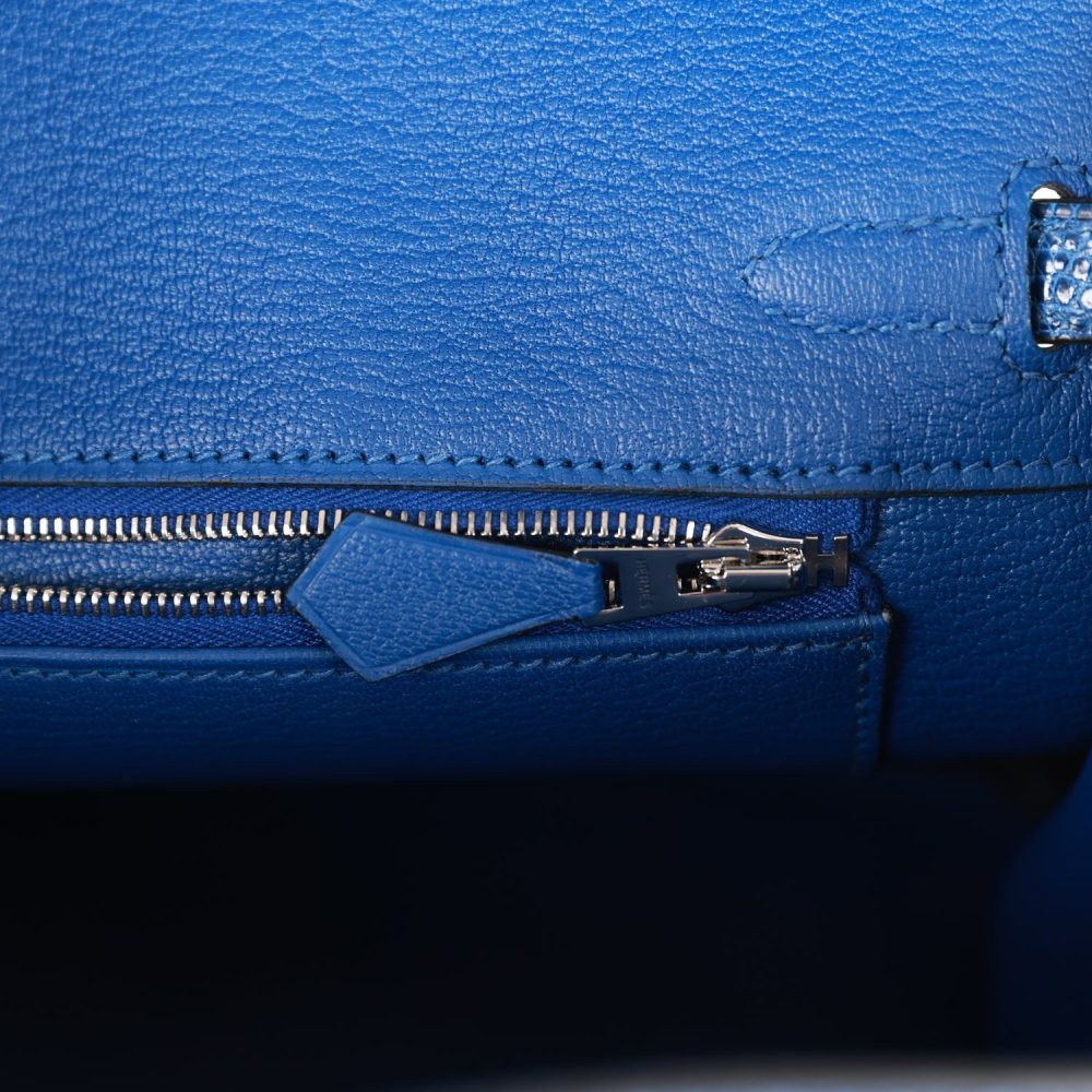Hermes Birkin 25 Bleu Saphir Lizard Palladium Hardware - Image 9