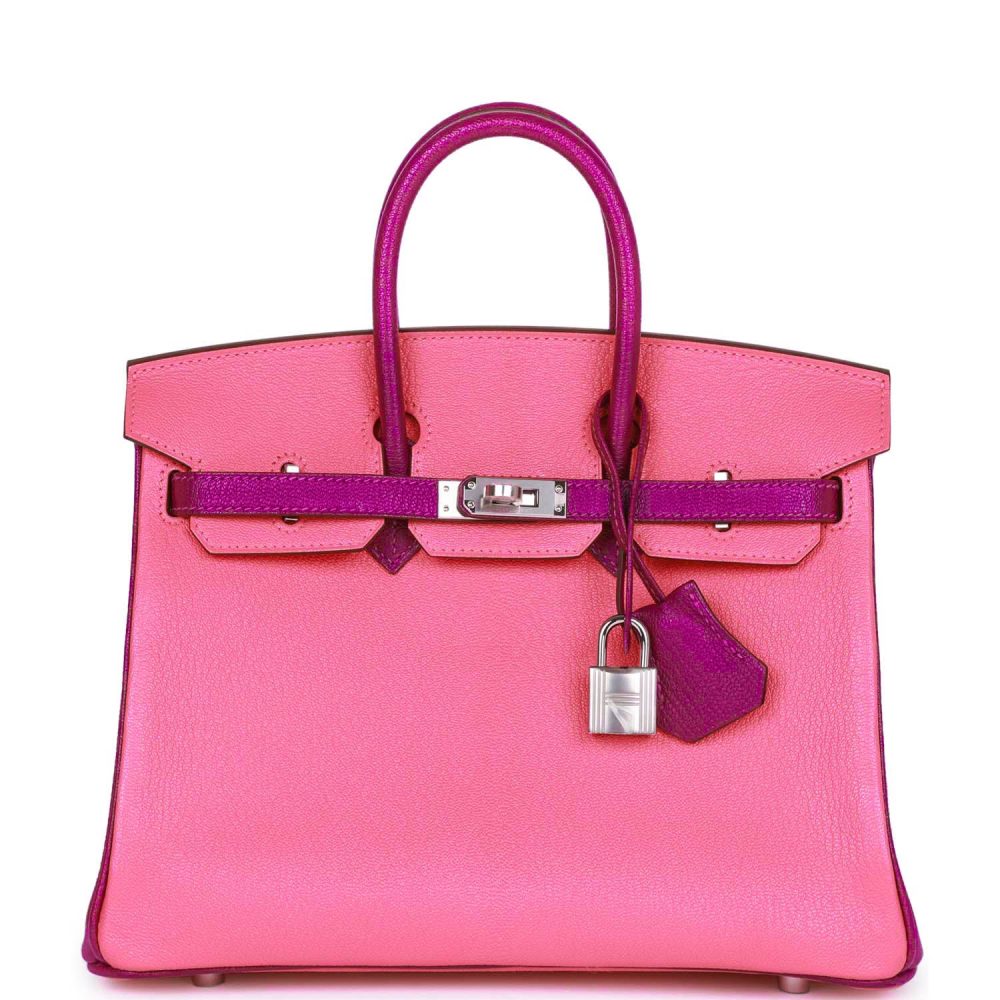Hermes Special Order (HSS) Birkin 25 Rose Lipstick and Anemone Ch??vre Palladium Hardware