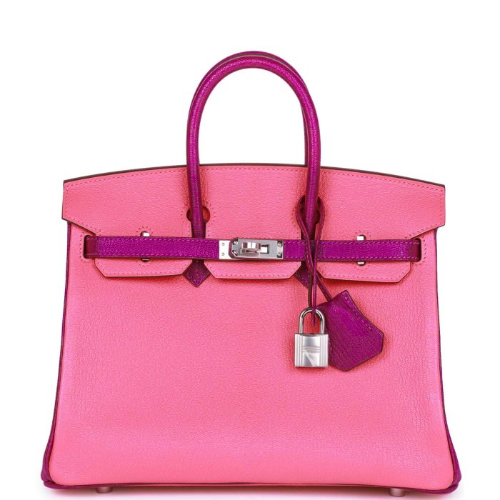 Hermes Special Order (HSS) Birkin 25 Rose Lipstick and Anemone Ch??vre Palladium Hardware
