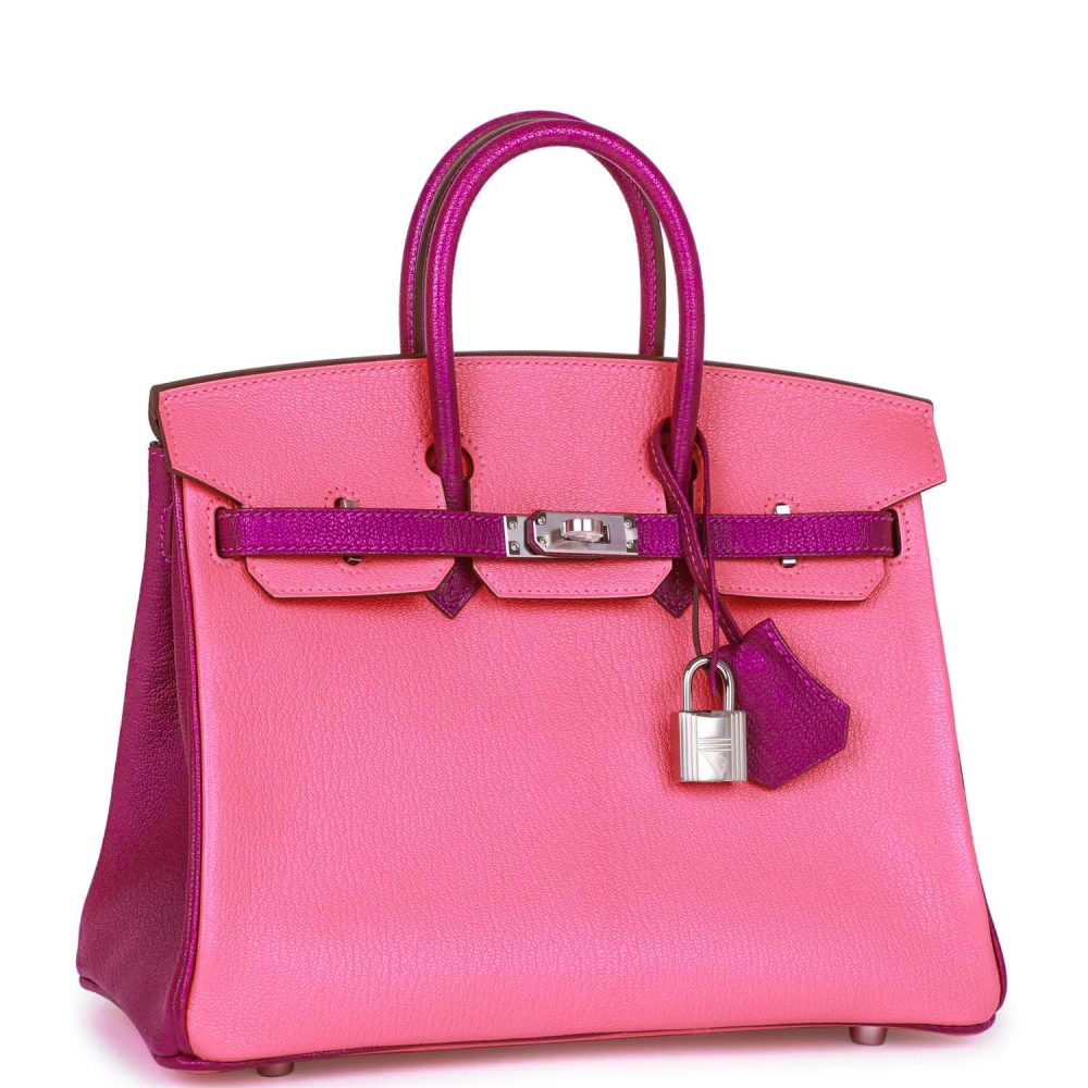 Hermes Special Order (HSS) Birkin 25 Rose Lipstick and Anemone Ch??vre Palladium Hardware - Image 2