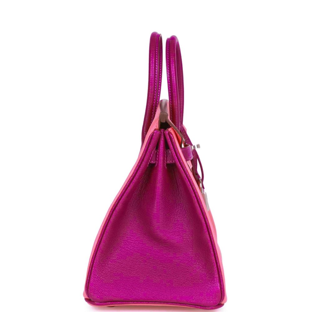 Hermes Special Order (HSS) Birkin 25 Rose Lipstick and Anemone Ch??vre Palladium Hardware - Image 3