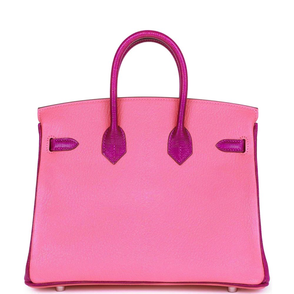 Hermes Special Order (HSS) Birkin 25 Rose Lipstick and Anemone Ch??vre Palladium Hardware - Image 4
