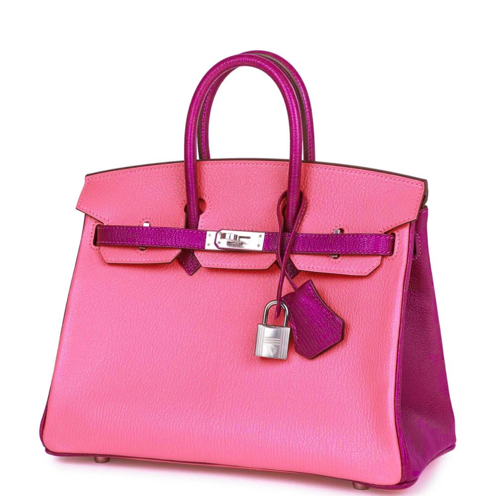 Hermes Special Order (HSS) Birkin 25 Rose Lipstick and Anemone Ch??vre Palladium Hardware - Image 5