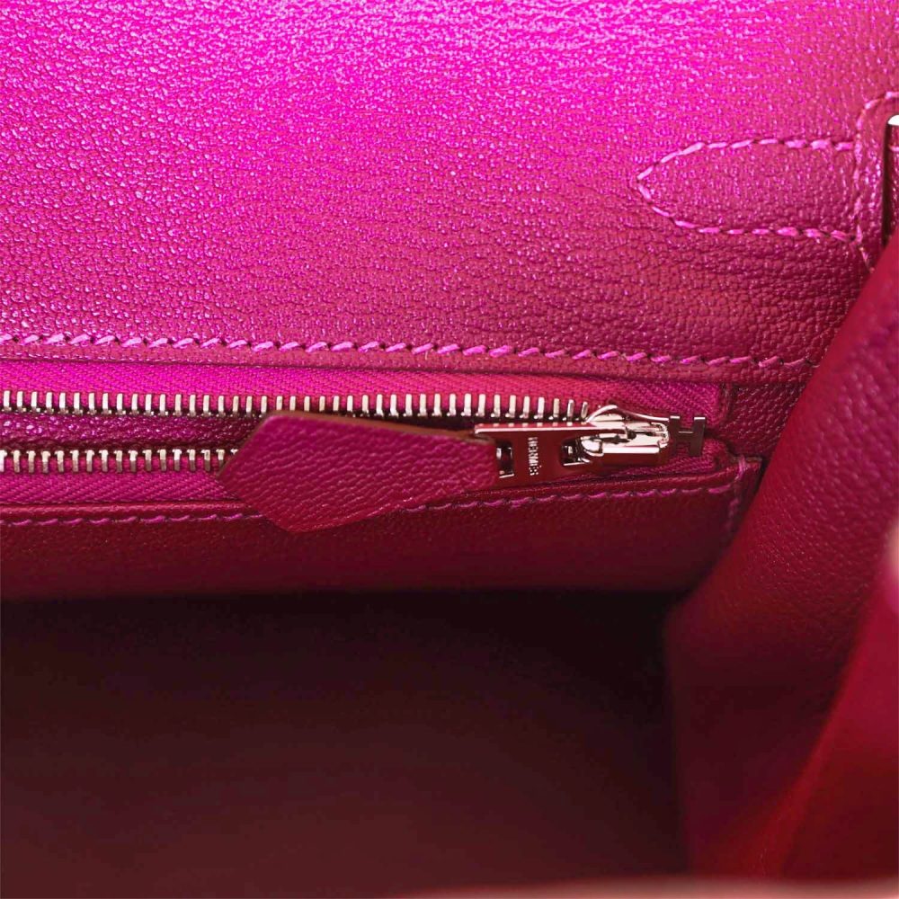 Hermes Special Order (HSS) Birkin 25 Rose Lipstick and Anemone Ch??vre Palladium Hardware - Image 9