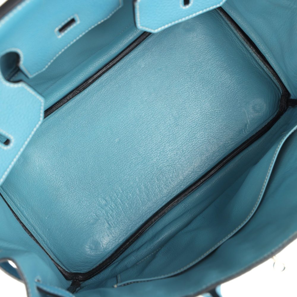 Vintage Hermes Birkin 35 Blue Jean Togo Palladium Hardware - Image 8