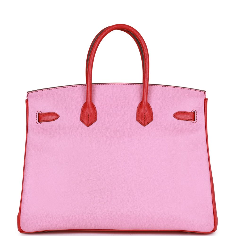 Pre-owned Hermes Special Order (HSS) Birkin 35 Bubblegum and Bougainvillea Epsom Palladium Hardware - Image 4