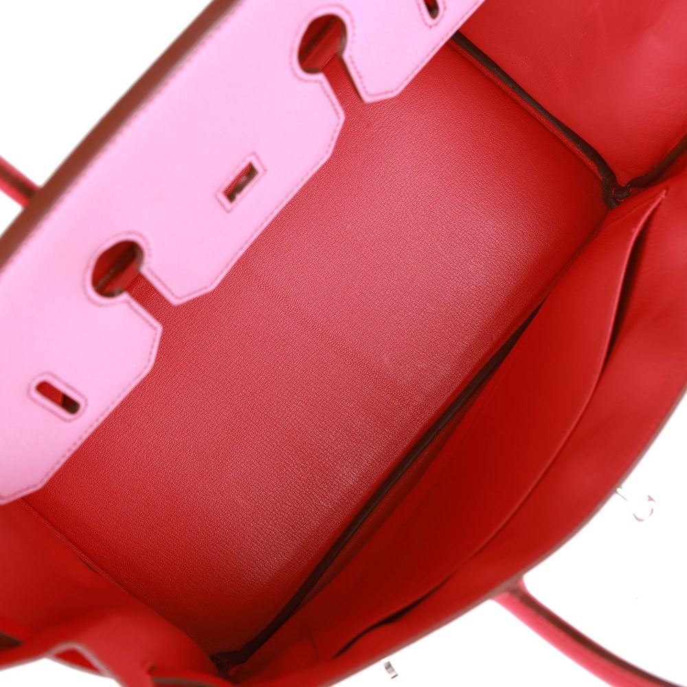 Pre-owned Hermes Special Order (HSS) Birkin 35 Bubblegum and Bougainvillea Epsom Palladium Hardware - Image 8