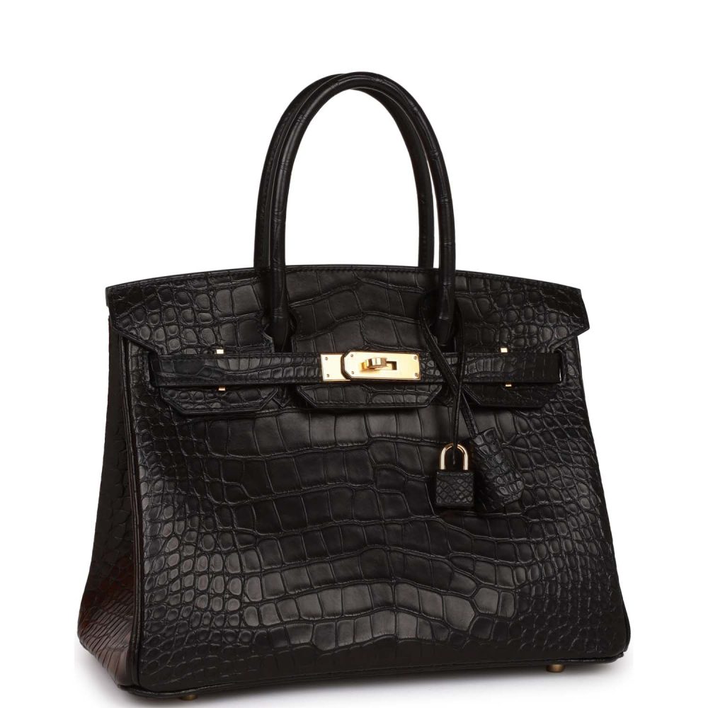 Hermes Birkin 30 Black Matte Alligator Gold Hardware - Image 2