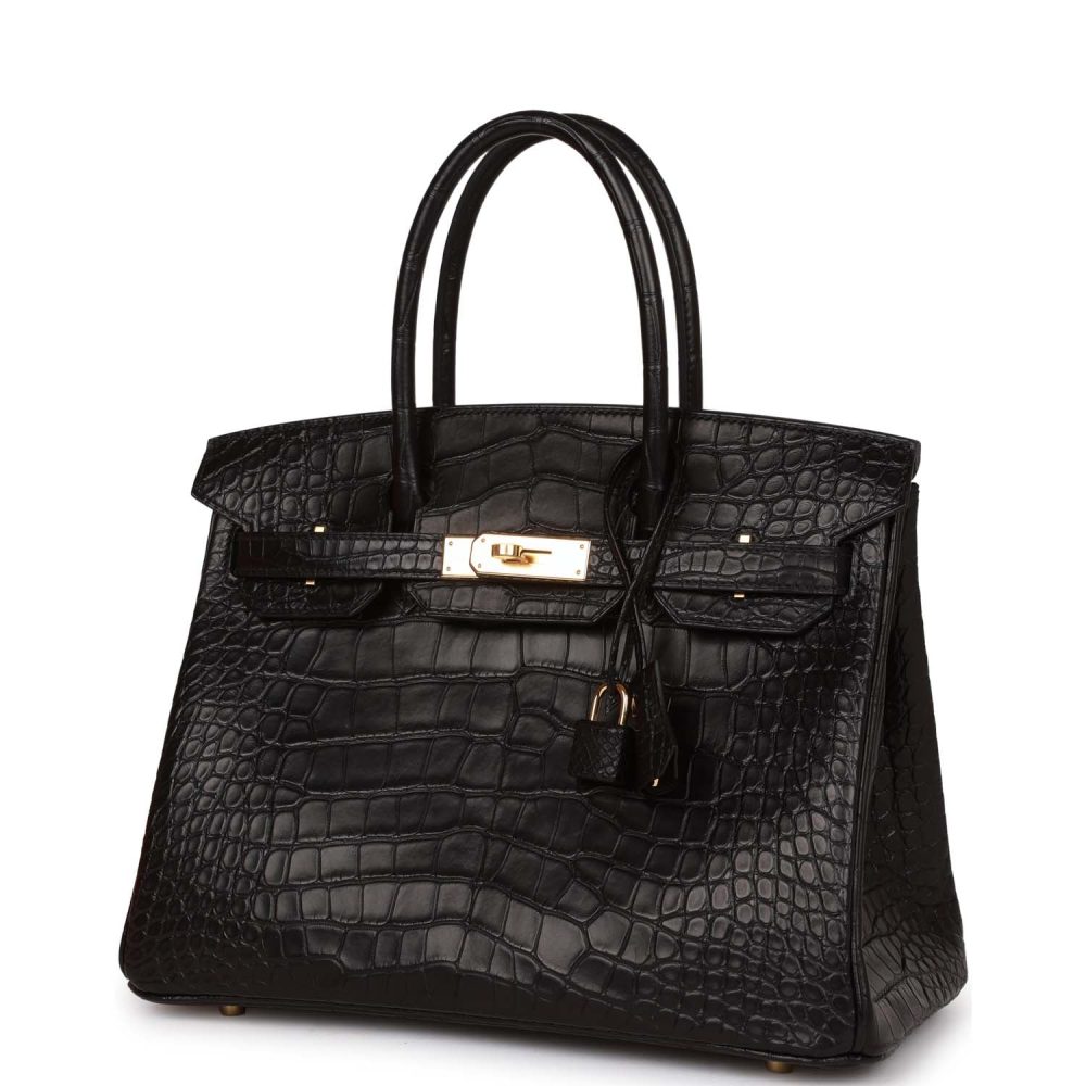 Hermes Birkin 30 Black Matte Alligator Gold Hardware - Image 5
