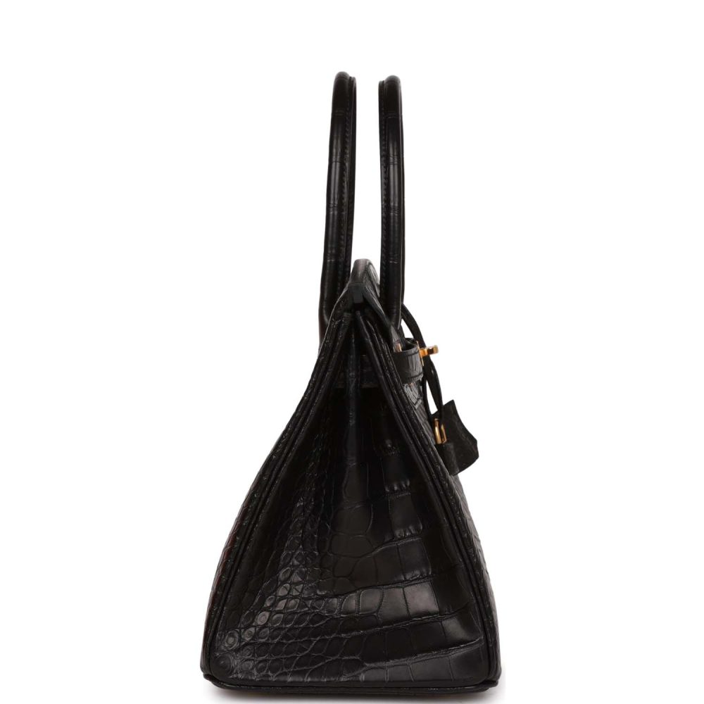 Hermes Birkin 30 Black Matte Alligator Gold Hardware - Image 3
