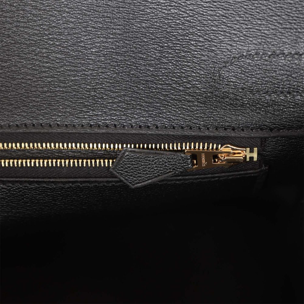 Hermes Birkin 30 Black Matte Alligator Gold Hardware - Image 9