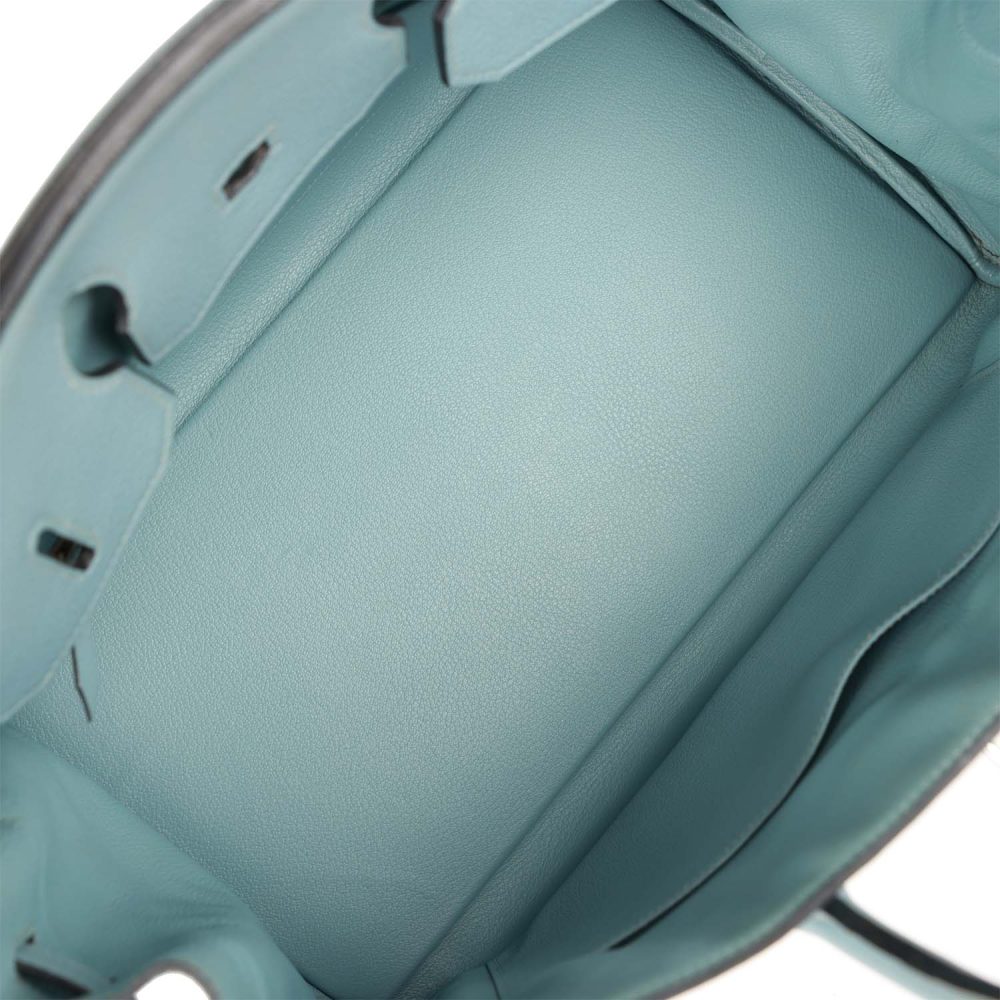 Pre-owned Hermes Birkin 35 Toile H and Ciel Clemence Palladium Hardware - Image 8