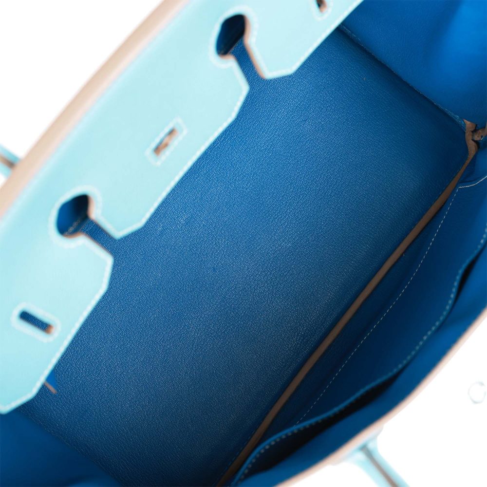 Pre-owned Hermes Birkin 35 Celeste Candy Epsom Palladium Hardware - Image 8